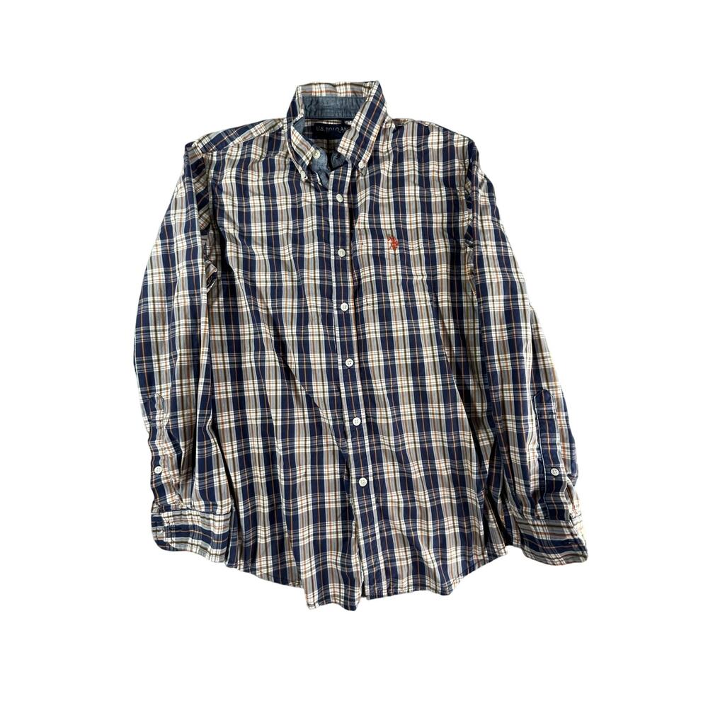 U.S. Polo Assn. Shirt Mens Small Blue Flannel Button Up Long Sleeve Business